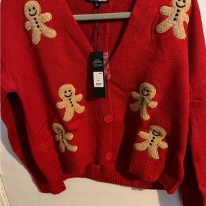 Fashion Nova Red Gingerbread cropped Cardigan